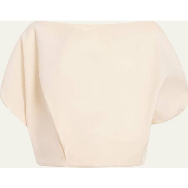 Niles Cap-Sleeve Crop Silk Top - NATURAL - 6