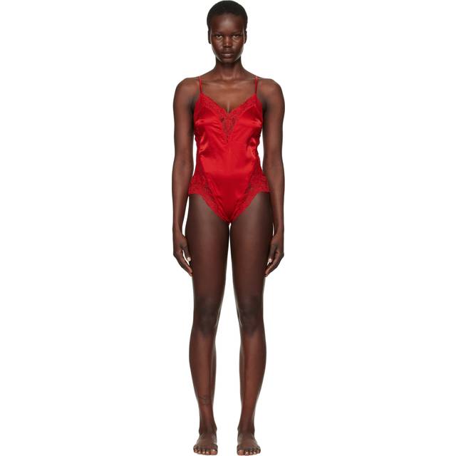 Fleur du Mal Red Venus Lace Teddy Bodysuit - 0323 Rouge - L