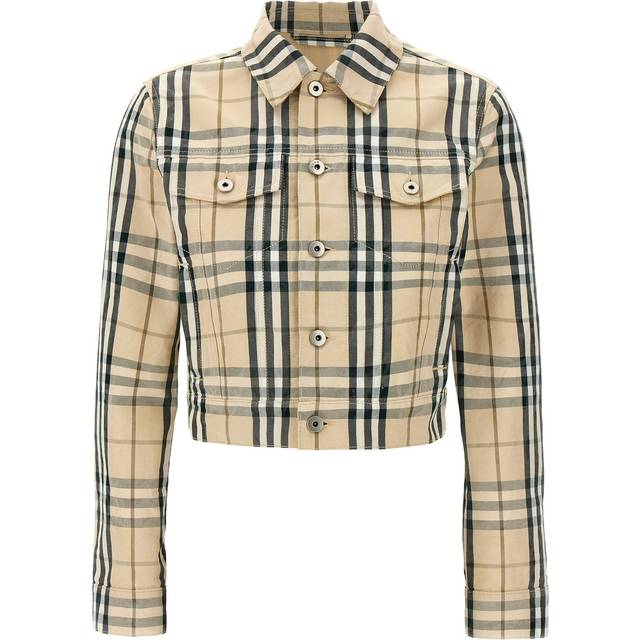 Burberry, Jacka, Dam, L, Bomull, Rutig Jacka - beige (L)