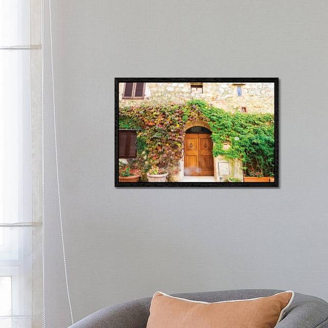 Typical House In Tuscan Medieval Village Of Monteriggioni by Terry Eggers - Gallery-Wrapped Canvas Giclée on Canvas - Black Framed (45.72cm H X 66.04cm W)