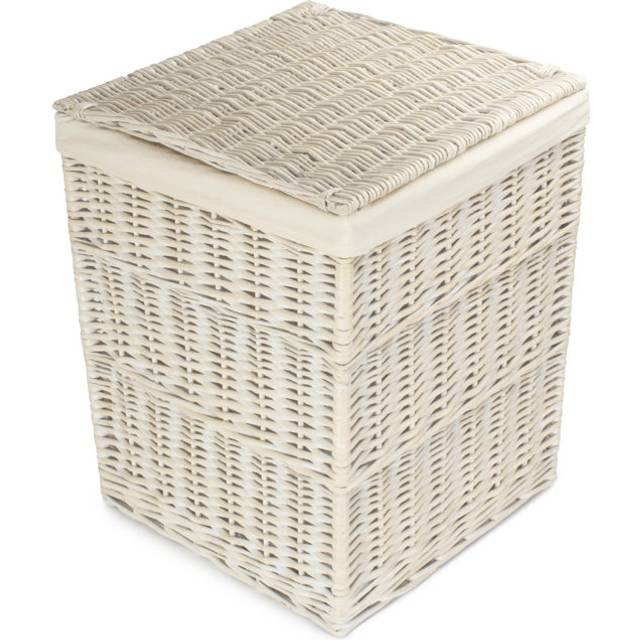 Wicker Laundry Bin Basket with Lining - White (61&#34; H x 46&#34; W x 46&#34; D)