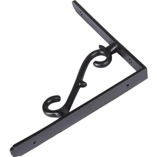 205mm Scroll Iron Shelf Bracket - Black