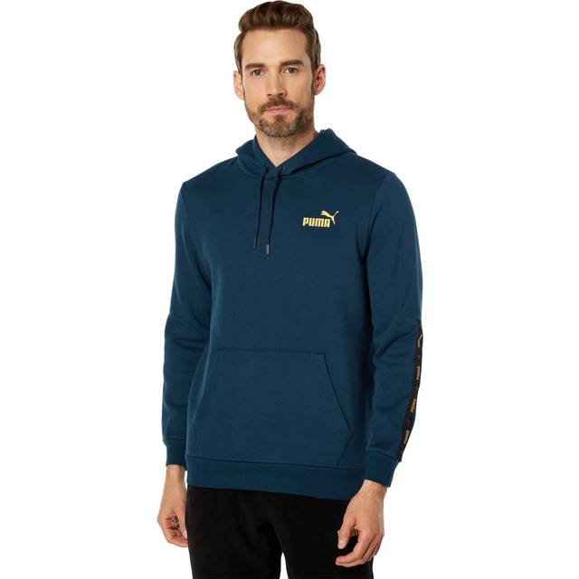 PUMA Men's Essentials+ Tape Golden Hoodie  Marine Blue  Small