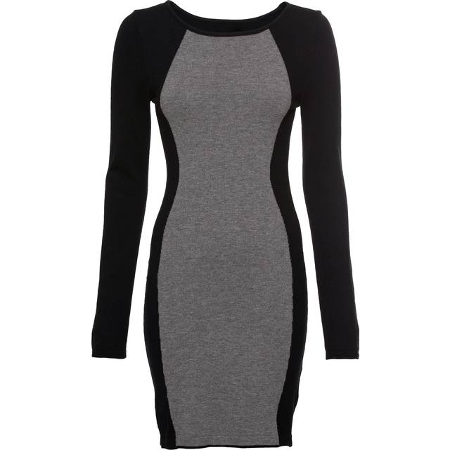 Melrose Long Sleeve Knitted Dress - Black/grey
