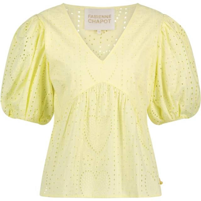 Fabienne Chapot, Blusar & Skjortor , Dam, S, Topp med hjärtformade utskärningar och ballongärmar - yellow (S)