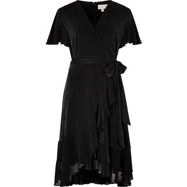 Apricot Women's Black Sparkle Wrap Dress New Look - UK 8
