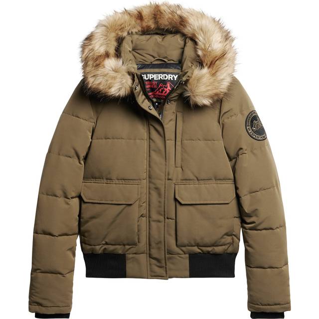 Superdry for woman. W5011576A Everest green hooded quilted bomber jacket with hood (XXS), Casual, Polyester