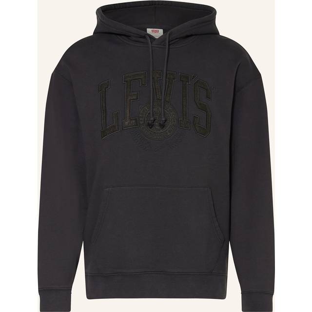 Levi's – Svart, avslappnad t-shirt med logga ton-i-ton i collegestil-Svart/a