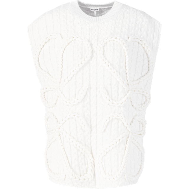 Loewe Anagram cable-knit wool sweater vest - white (UK 10)