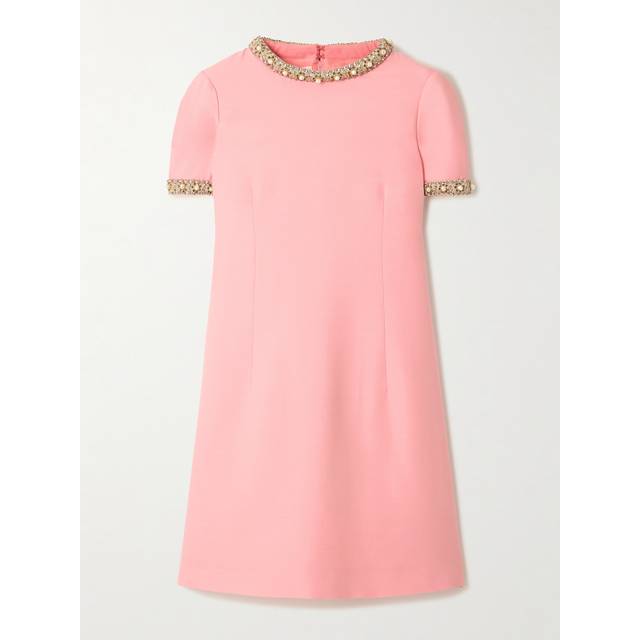Crystal-Trimmed Short-Sleeve Shift Mini Dress - ROSE MULTI - 44 IT (8 US)