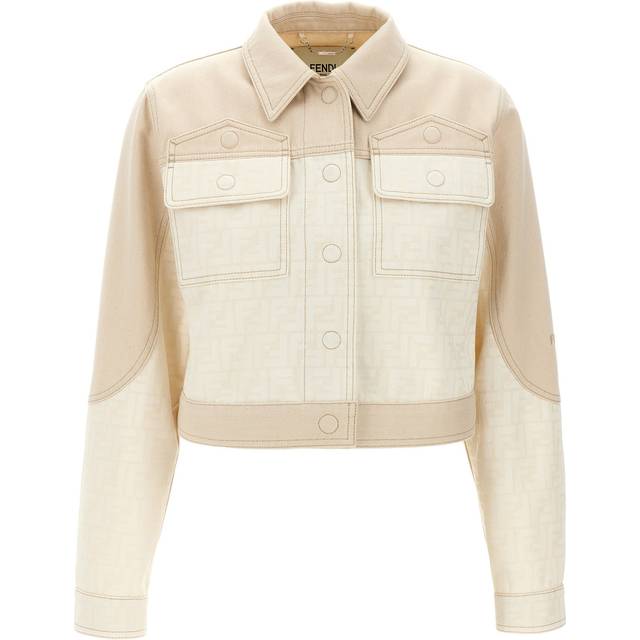 Fendi Women's Ff Denim Jacket in White | Size 40 | FLF810AT1E Color F08QQ (40)