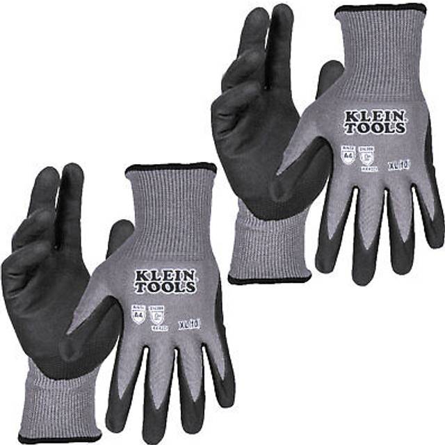 Klein Tools 60590 Work Gloves  Knit Dipped Cut Resistant ANSI A4 Nitrile Coated Gloves  HPPE Fabric  Touchscreen Capable  XLarg