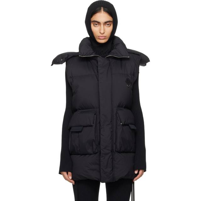 Moncler, Jacka, Dam, XS, Quiltad Dunväst med Avtagbar Huva