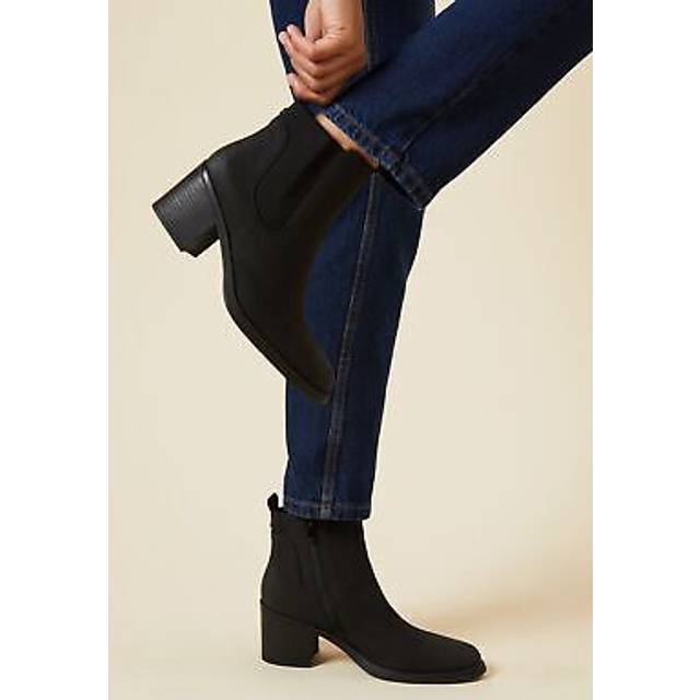 Dorothy perkins womens ankle boots black high heel block almond toe side zip