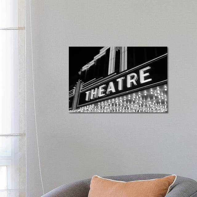 1930s-1940s Theater Marquee Theatre In Neon Lights by Vintage Images - Wrapped Canvas Photograph Print (66.04 cm H x 45.72 cm W x 3.175 cm D)