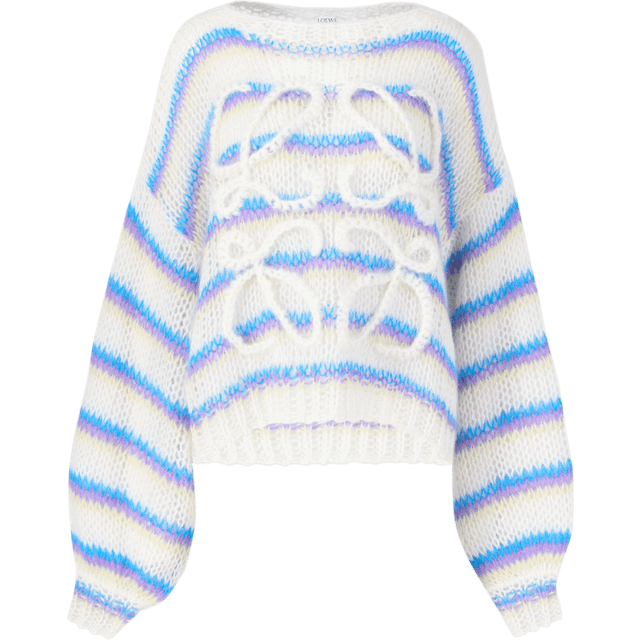 Loewe Anagram striped mohair-blend sweater - white (UK 10)