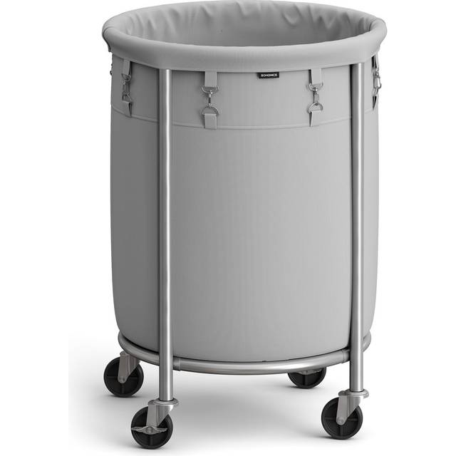 Rolling Laundry Hamper - Silver (71cm H X 50cm W X 50cm D)