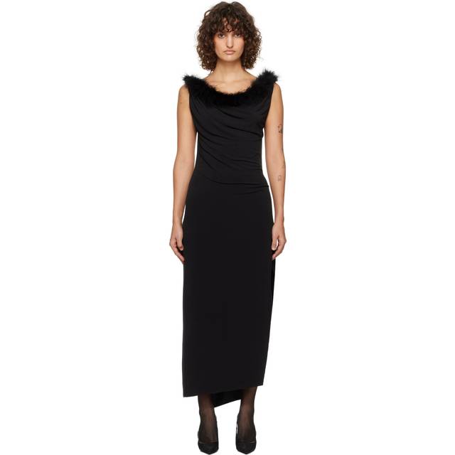 Coperni Draped Maxi Dress - Black   - 38 FR