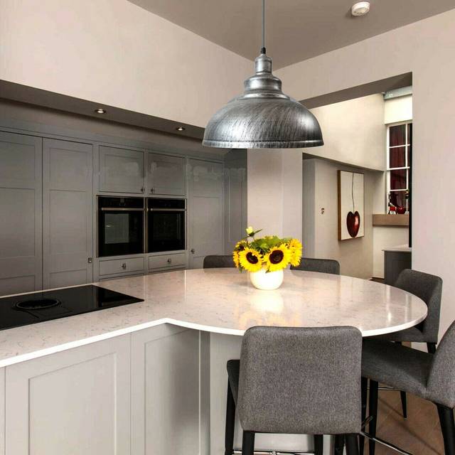 Kucharski 1 - Light Single Dome Pendant - Brushed Silver (118.5cm H X 29cm W X 29cm D)