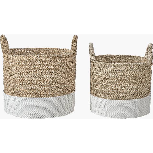Hand Woven Wicker Laundry Hamper with Handles - White (33cm H X 38cm W X 38cm D)