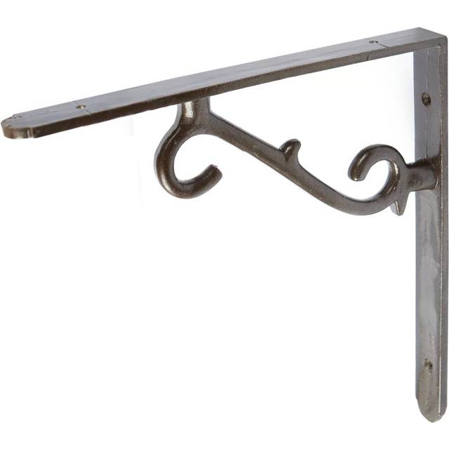 Hammer & Tongs - Scroll Iron Shelf Bracket - D205mm - Raw (20.3cm H X 2.1cm W X 20.3cm D)