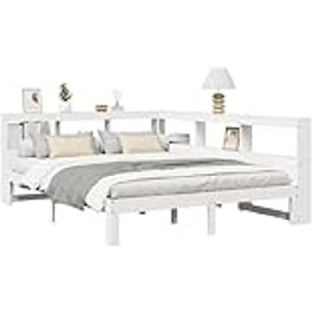 vidaXL Bookcase Bed without Mattress White 140x200 cm Solid Wood Pine