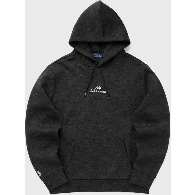 Chain Stitch Logo Drawstring Hoodie - Black Mark Heather - All-American label Polo Ralph Lauren is defined by its preppy aesthetic. Built on the brand's sporting heritage with East Coast inspired design, each collection is brimming with clean cuts, signature motifs and, of course, that pony logo.