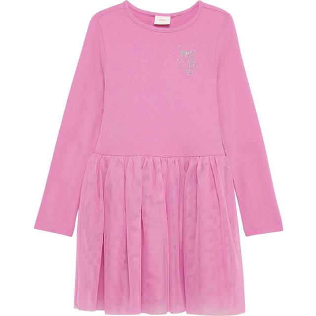 Jersey-Kleid mit Tüllrock und Glitzer-Print