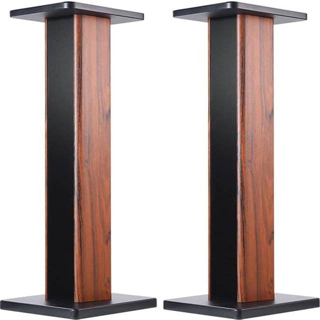 60cm Wood Grain Fixed Height Speaker Stand Universal Floor Pair Heavy Duty Surround Sound Studio Monitor Stand For Home Theaters With Sand Filling Tun - Walnut (60cm H X 30cm W X 30cm D)
