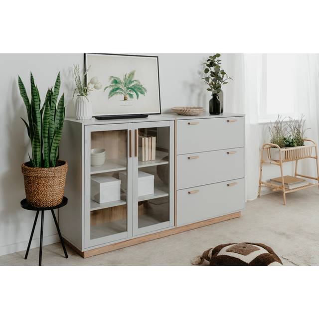 Split 162cm Sideboard - Jackson hickory decor (94cm H X 162cm W X 40cm D)