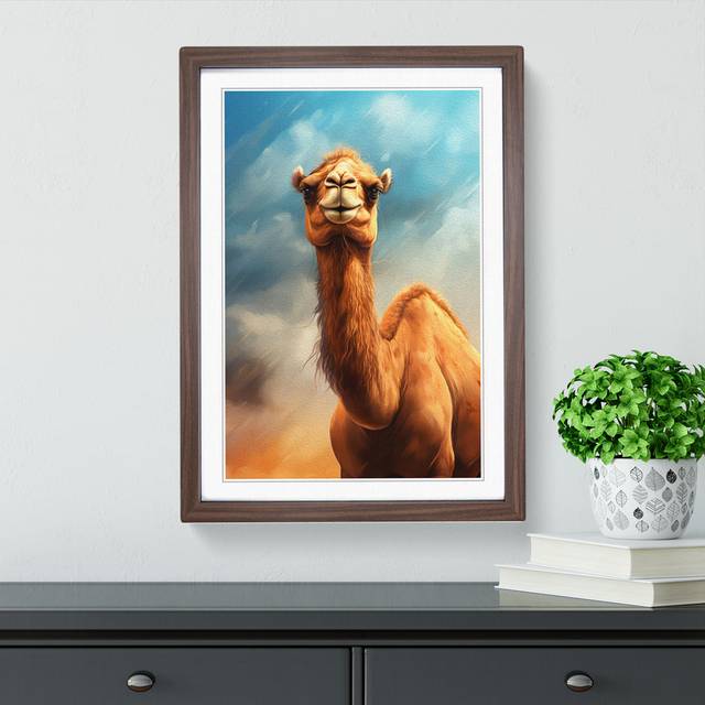 Camel Digital - Print - Walnut Framed (34cm H x 25cm W x 2cm D)