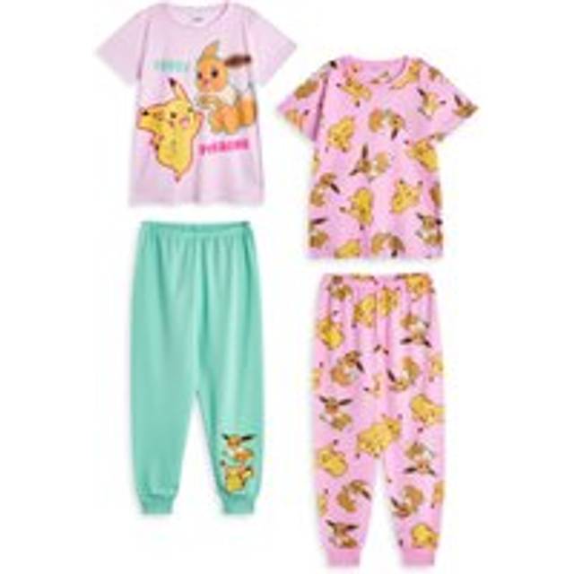 (7-8 Years) Pokemon Multi-Pack of 2 Short Sleeve Long Leg Pyjama Set (Girls Pink)