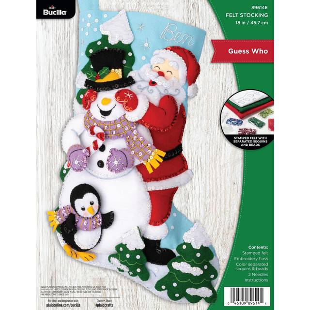 Bucilla  Guess Felt Applique 18 Stocking Making Kit  Perfect for DIY Arts and Crafts  89614E