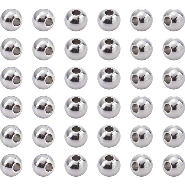 NBEADS 100 Pcs 8mm Metal Spacer Beads  304 Stainless Steel Round Beads Smooth Rondelle Loose Beads for DIY Jewelry Making Findings