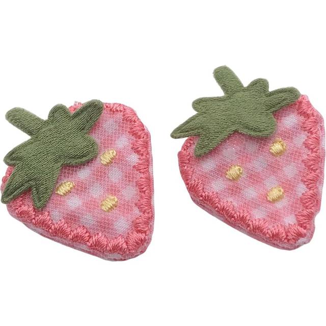 2Pcs Pink Fabric Strawberry Hair Clips for Women Girls Sweet Hairpins Barrettes Duckbill Hair Accessories