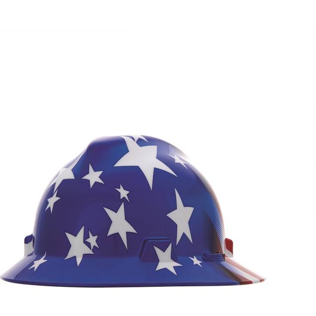 MSA 10071157 Freedom Series V-Gard Full-Brim Hard Hat With Fas-Trac III Ratchet Suspension  Polyethylene Shell  Self Adjusting Crown -Straps Standard