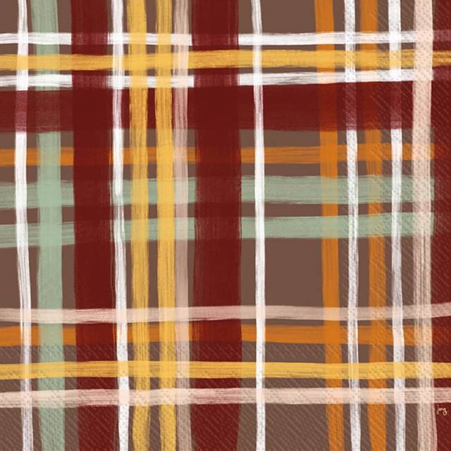 "IHR Ideal Home Range Party Napkins Disposable 3-Ply Paper Lunch Napkin Pack  6.5"""""""" x 6.5""""""""  Fall Plaid  20-Count"