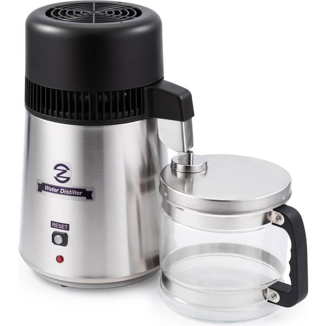 CO-Z Water Distiller 4L Distilled Water Maker with Glass Pot  Brushed 304 Stainless Steel Home Countertop Distiller Water Machine  Distilling Water Pu