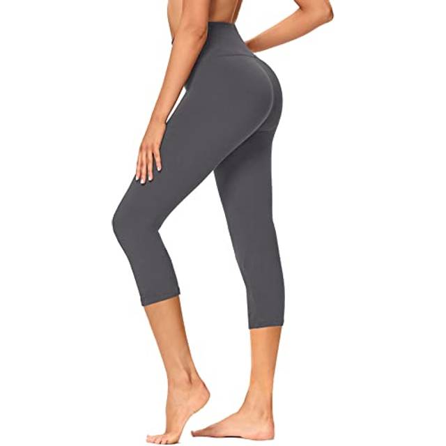 GAYHAY High Waisted Capri Leggings for Women - Soft Slim Yoga Pants for Running Cycling Workout B-Grey