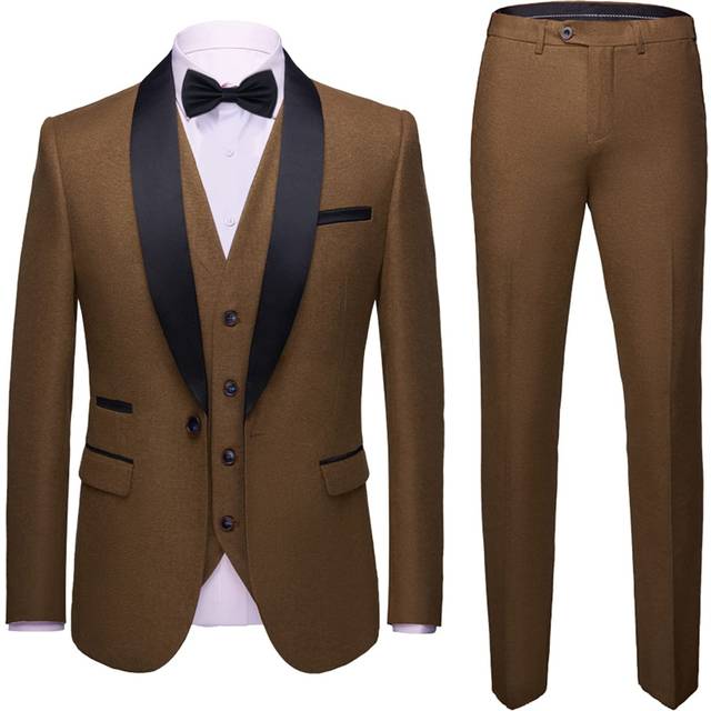 MYS Mens 3-Piece Suit Shawl Lapel One Button Tuxedo Slim Fit Premium D