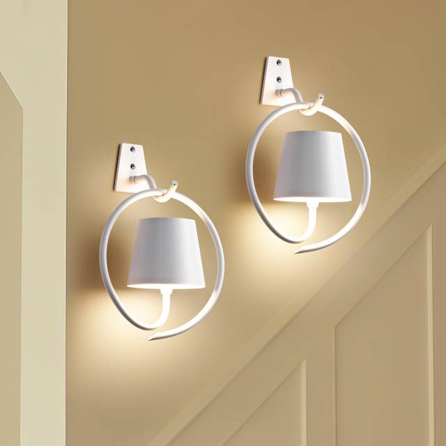 Battery Powered Wall Light, 2-Pack Indoor Rechargeable, 3 Color Temperatures, Dimmable, IP54 Waterproof - Marble (10cm W X 10cm D)