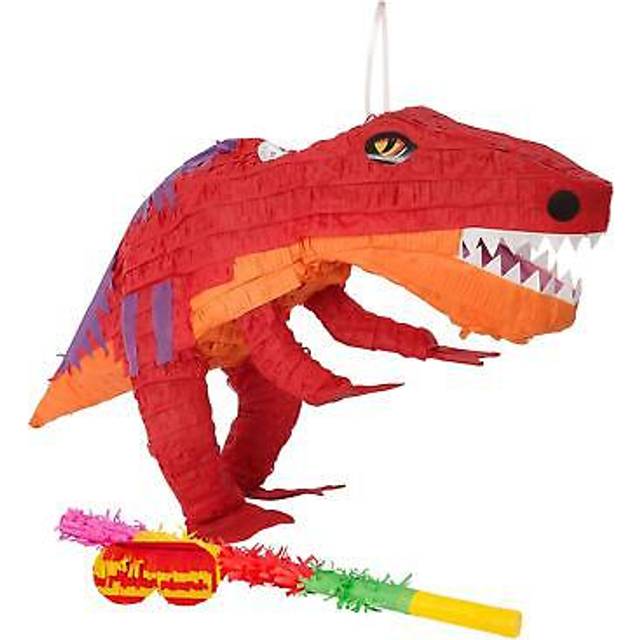 Large T-Rex Pinata Set with Stick & Blindfold - Multi Stick