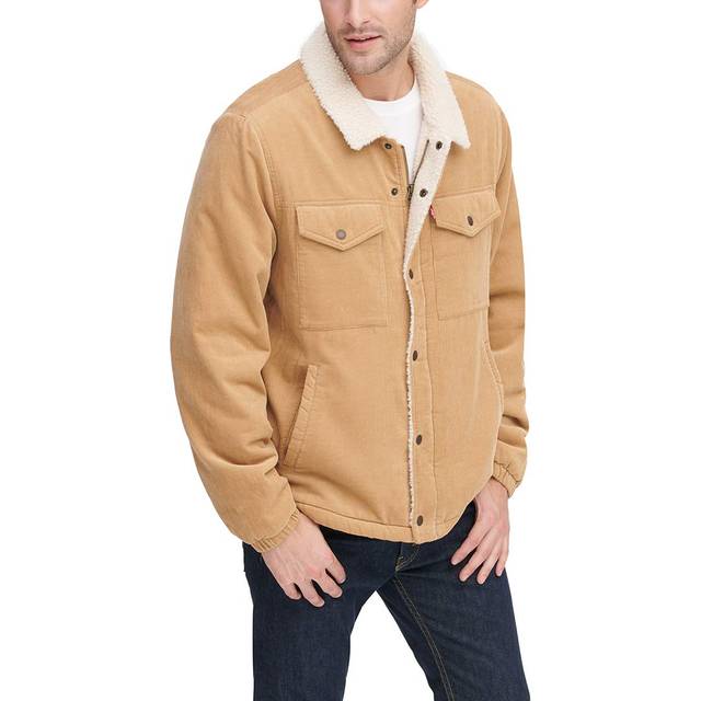 Levi's Men's Big & Tall Corduroy Sherpa Trucker Jacket  Tan  3X Tall