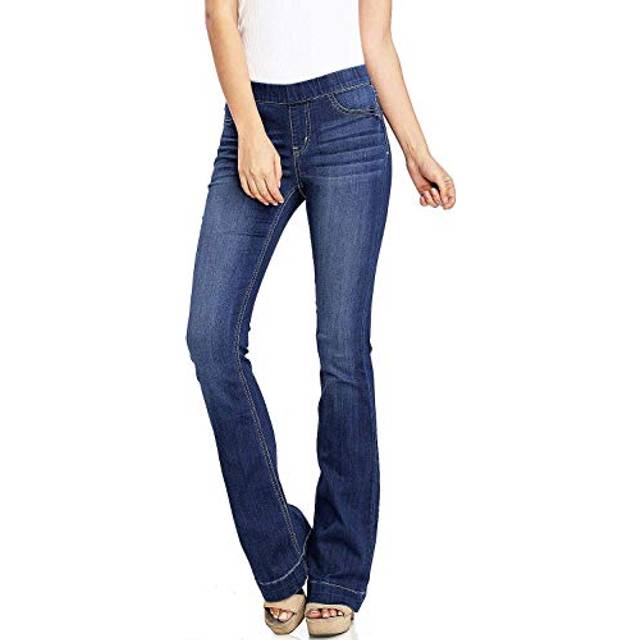 cello Womens Juniors Mid Waist Skinny Fit Bootcut Pants Dark Denim X-L