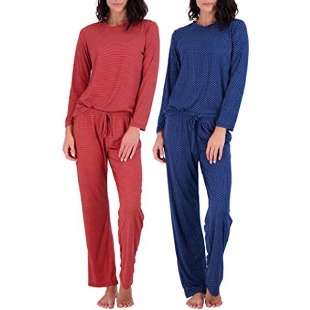 2 Pack: Long Sleeve Pajamas For Women Sets Womens Pajama Sets Two Piece Pj Summer Pijamas De Mujer Cotton Pjs Pants Loungewear Sleepwear Matching Ladi