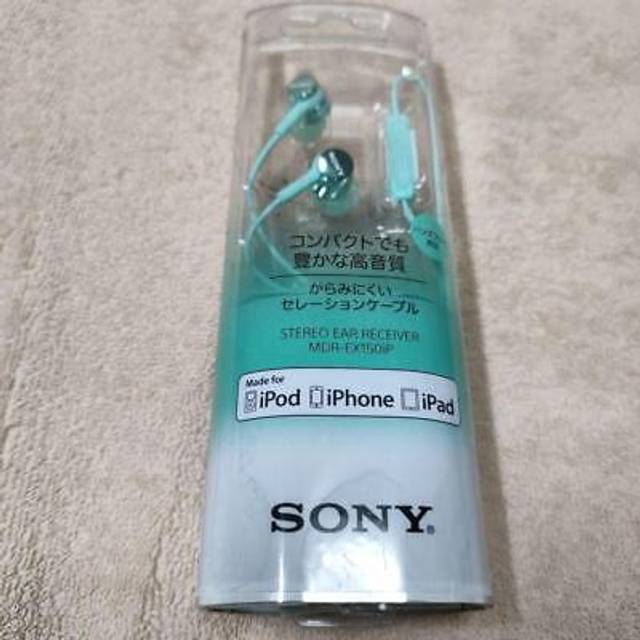 SONY Canal type earphone for iPhone / iPod / iPad with remote control & microphone Mint Blue MDR-EX150IP / L