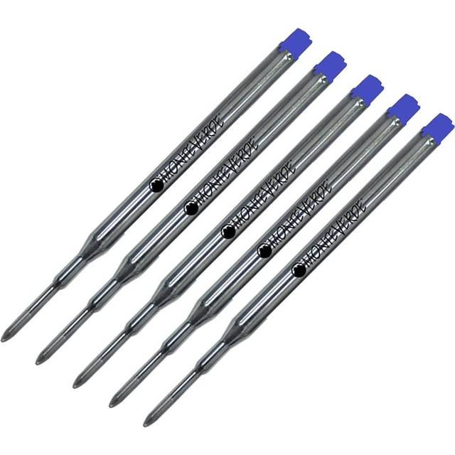 "5 Pack - Monteverde """"""""K"""""""" Style Ballpoint Refill to Fit Sheaffer Ballpoint Pens  Medium Point  Soft Roll (Bulk Packed) (Blue)"