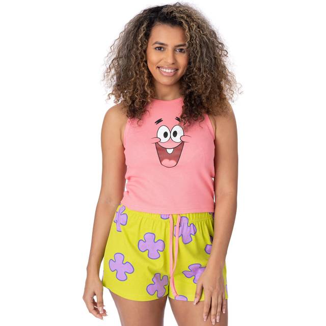 (Large) SpongeBob SquarePants Vest and Shorts Pyjama Set (Womens Pink)