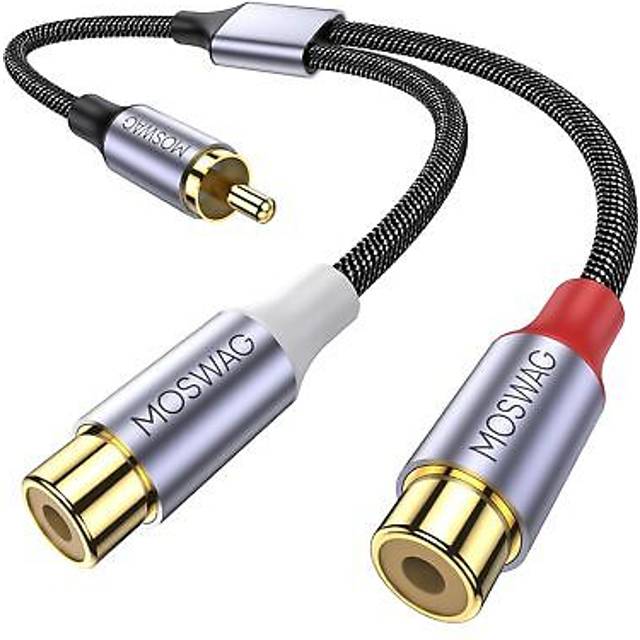MOSWAG RCA Cable RCA Branch Cable 1 Male to 2 Female Subwoofer Cable Compatible with Home Game Console Subwoofer, Speaker, Theater, HDTV, svart