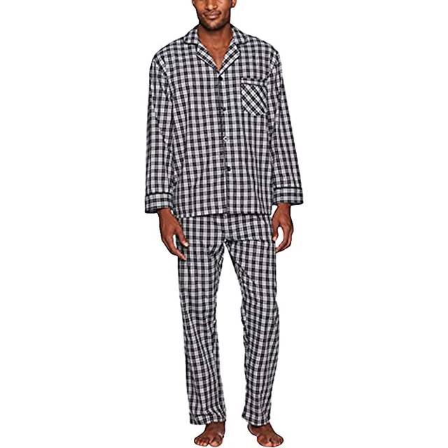 Hanes Men's Woven Plain-Weave Pajama Set  Grey  Small